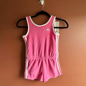 NWT adidas Pink Girls' Athletic Romper with White Stripes